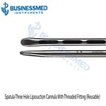Spatula Three Hole Liposuction Cannula With Threaded Fitting Reusable 